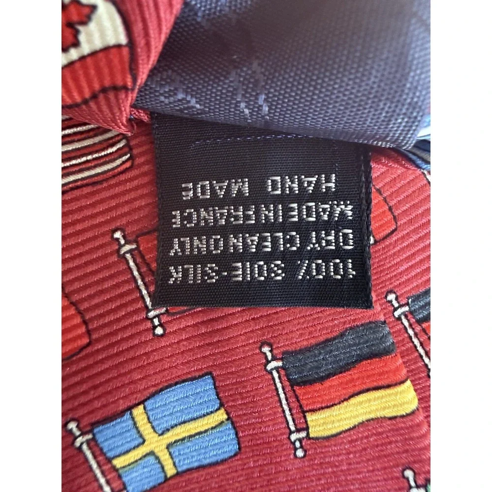 FACONNABLE 100% Silk Tie Hand Made ITALY Designer World Flag NWT - Picture 4 of 7